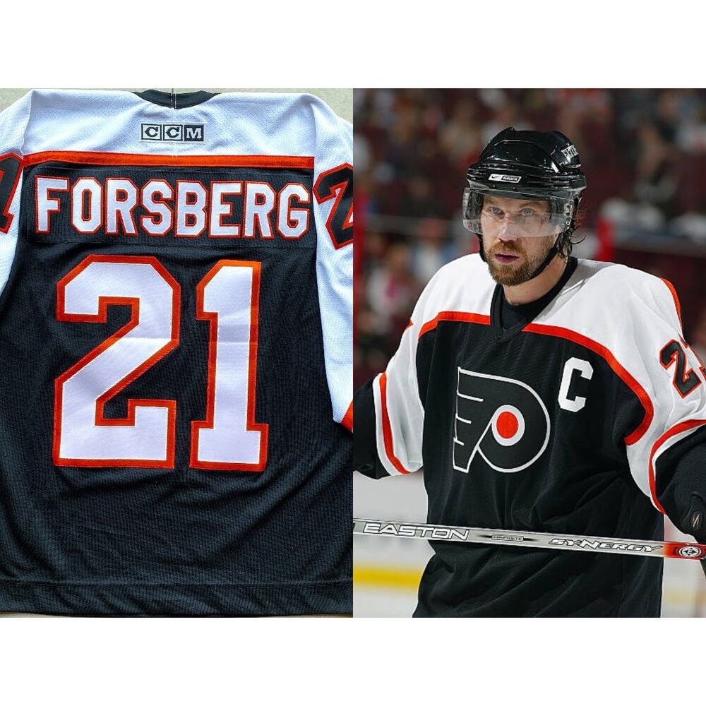 Peter FORSBERG 21 Philadelphia Flyers 2000s CCM jersey L blk away NHL hockey vtg